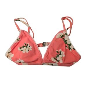 Berlook‎ Orange Flower Bikini Top Swimsuit Swimwear Floral Y2K VTG Bra Size XS